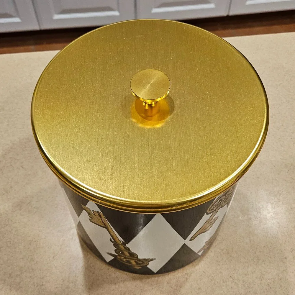 RARE COLLECTIBLE LIMITED FORNASETTI CHIAVI GOLD ROMBI BAR ICE BUCKET CONTAINER